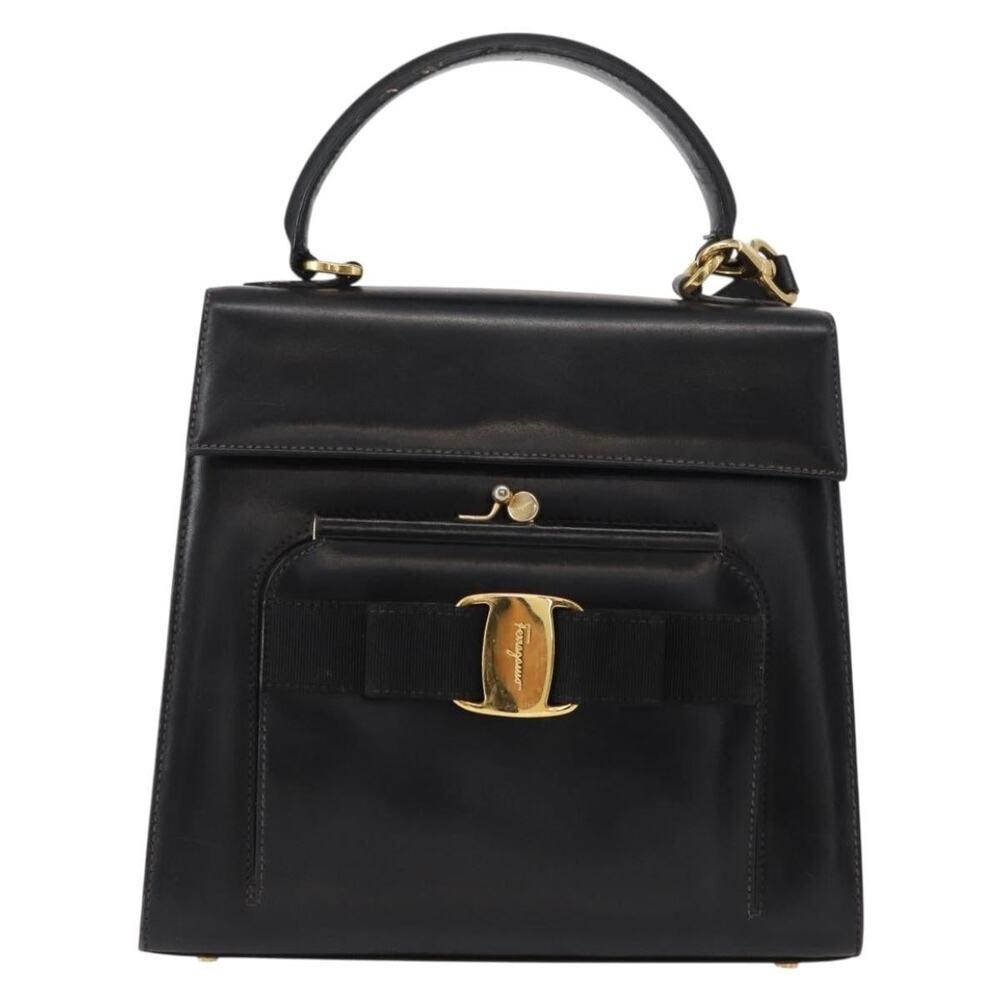 Salvatore Ferragamo Leather Vara Handbag Black